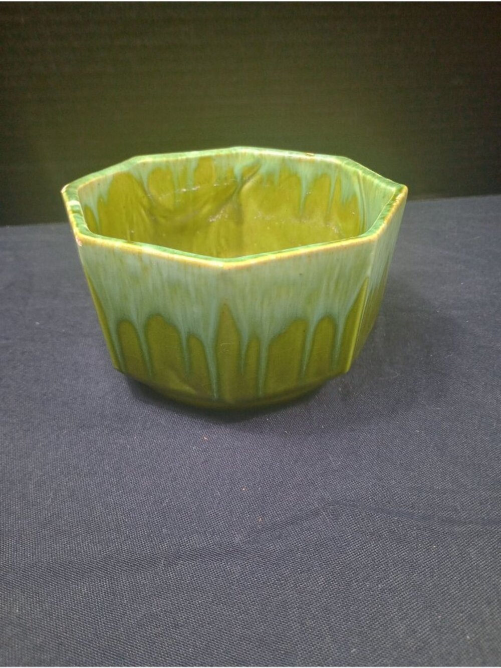 Vintage 2 Tone Green Drip Glaze Console Planter Stamped " J-17 USA " California